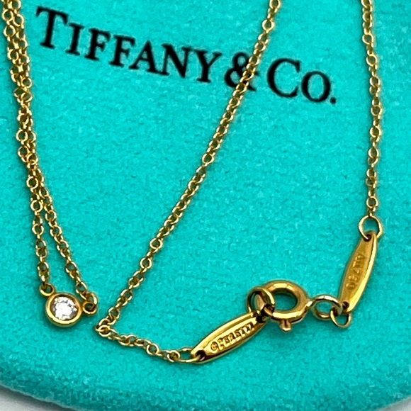 Tiffany & Co. 18k Yellow Gold 16” Chain Necklace .05 CTW Bezel-Set Diamond NWOB - Picture 8 of 15